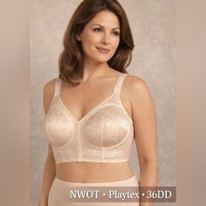 Playtex 18 Hour Comfort Strap Bra 4693 Beige Floral Wirefree 36DD NWOT